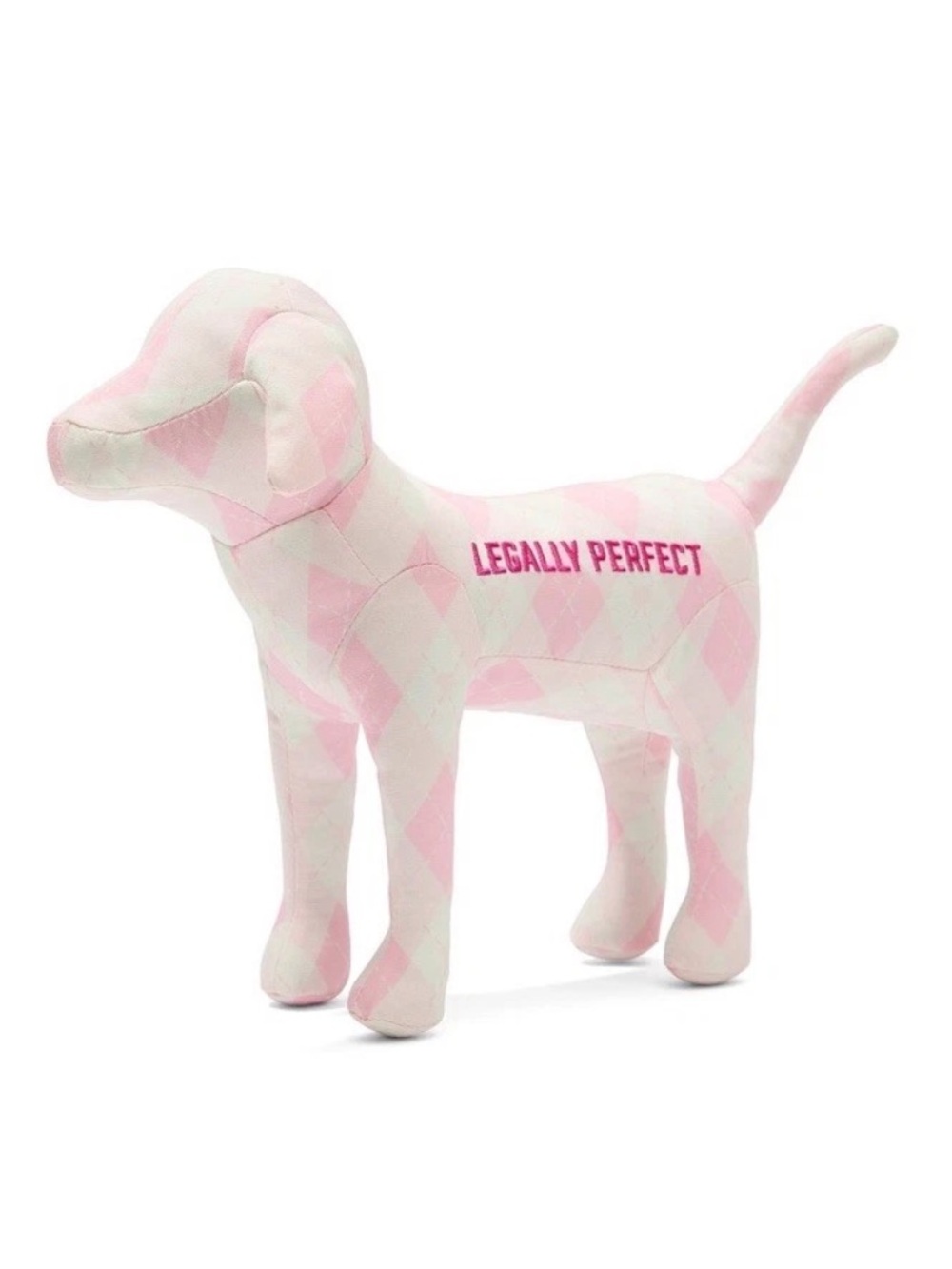 PINK Victoria's Secret Pink Argyle Dog Plush with 'LEGALLY PERFECT' Embroidery